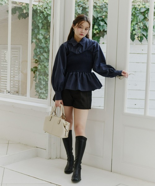 Olu.（オルドット）の「ニットビスチェドッキングシャツ（シャツ/ブラウス・レディース・ネイビー/ブラック/グレー・FREE）」の13枚目の写真