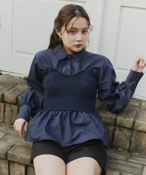 Olu.（オルドット）の「ニットビスチェドッキングシャツ（シャツ/ブラウス・レディース・ネイビー/ブラック/グレー・FREE）」の15枚目の写真