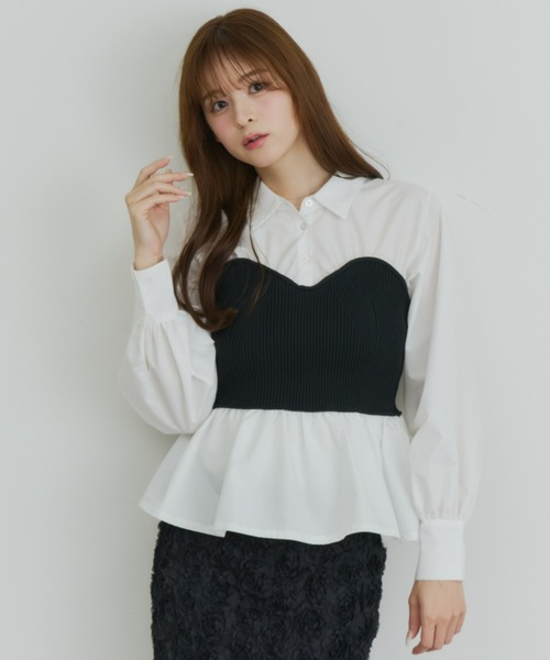 Olu.（オルドット）の「ニットビスチェドッキングシャツ（シャツ/ブラウス・レディース・ネイビー/ブラック/グレー・FREE）」の17枚目の写真