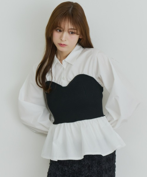 Olu.（オルドット）の「ニットビスチェドッキングシャツ（シャツ/ブラウス・レディース・ネイビー/ブラック/グレー・FREE）」の18枚目の写真
