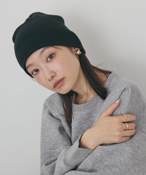 AMERICAN HOLIC（アメリカンホリック）の「ニットビーニー（ニットキャップ/ビーニー・レディース・杢グレー/ブラック/レッド・FREE）」の2枚目の写真