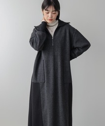 Bou Jeloud | ウールライクメルトンハーフジップワンピース(ワンピース)