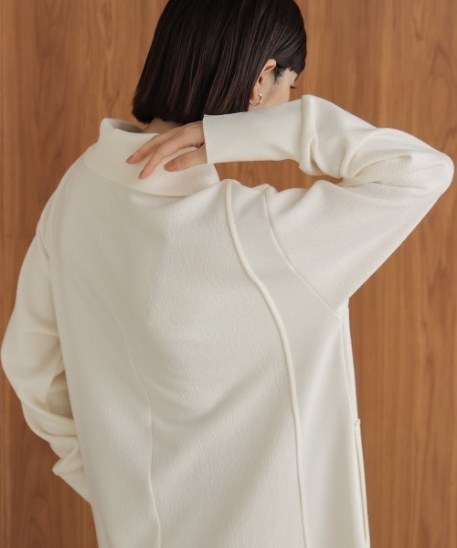 Bou Jeloud（ブージュルード）の「ウールライクメルトンハーフジップワンピース（ワンピース・レディース・チャコールグレー/オフホワイト・FREE）」の7枚目の写真
