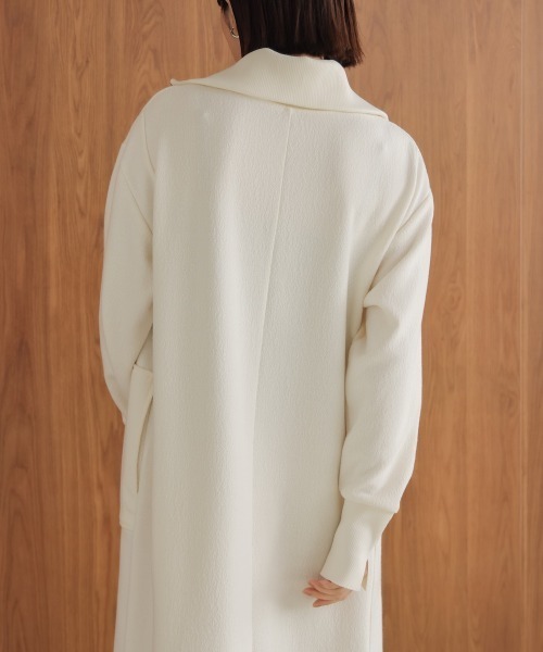 Bou Jeloud（ブージュルード）の「ウールライクメルトンハーフジップワンピース（ワンピース・レディース・チャコールグレー/オフホワイト・FREE）」の9枚目の写真