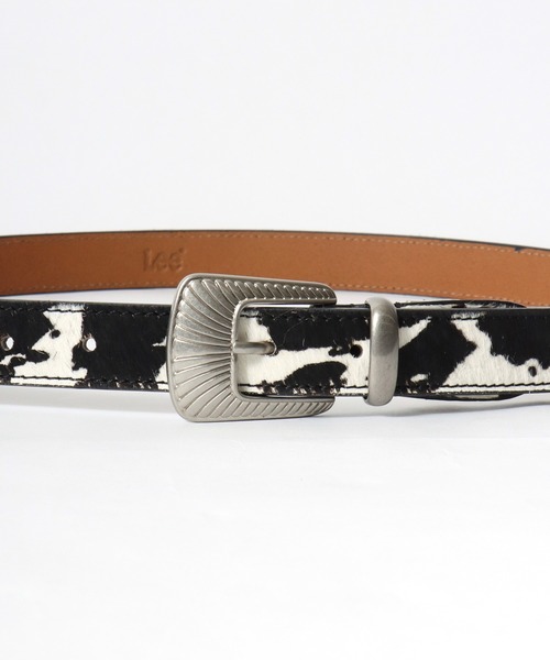 Lee(リー)の「Lee/リー 25mm ナロー ウエスタン COW柄 本革 レザーベルト(ベルト・メンズ・ブラック/ブラウン・FREE)」の3枚目の写真