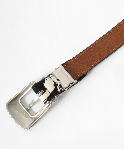 Lee(リー)の「Lee/リー 25mm ナロー ウエスタン COW柄 本革 レザーベルト(ベルト・メンズ・ブラック/ブラウン・FREE)」の5枚目の写真