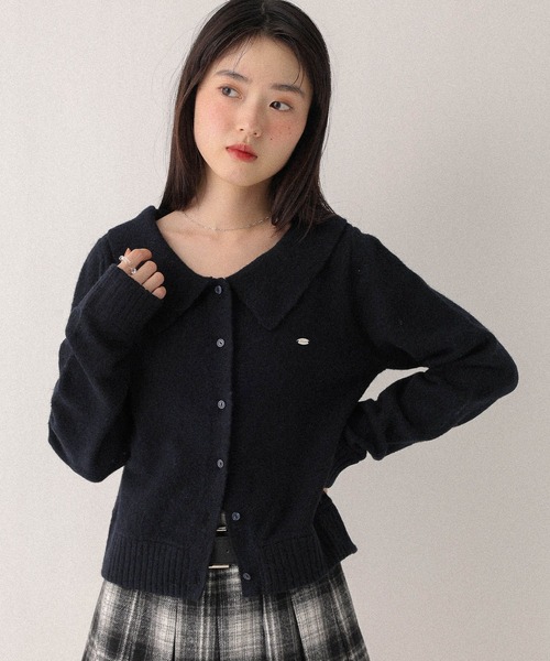 Heather(ヘザー)の「襟付きモチーフカーディガン 603690(ニット/セーター・レディース・ネイビー/グレー/アイボリー・FREE)」の3枚目の写真