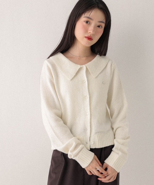 Heather(ヘザー)の「襟付きモチーフカーディガン 603690(ニット/セーター・レディース・ネイビー/グレー/アイボリー・FREE)」の1枚目の写真