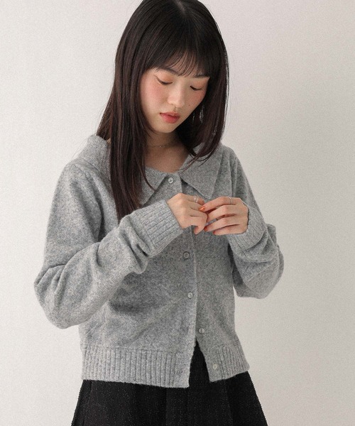 Heather(ヘザー)の「襟付きモチーフカーディガン 603690(ニット/セーター・レディース・ネイビー/グレー/アイボリー・FREE)」の9枚目の写真