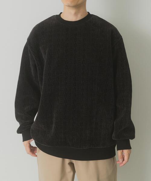 ITEMS URBANRESEARCH(アイテムズ アーバンリサーチ)の「発熱機能ケーブル柄カットモールトップス(その他トップス・メンズ・ホワイト/グレー・MEDIUM/LARGE)」の3枚目の写真