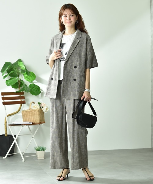 INTERPLANET（インタープラネット）の「スラブチェックパンツ（その他パンツ・レディース・ブラック/ブラウン・FREE）」の6枚目の写真