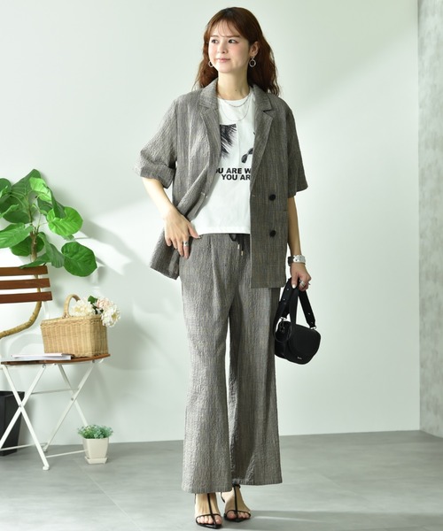 INTERPLANET（インタープラネット）の「スラブチェックパンツ（その他パンツ・レディース・ブラック/ブラウン・FREE）」の7枚目の写真