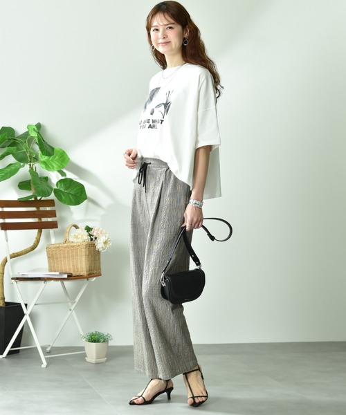 INTERPLANET（インタープラネット）の「スラブチェックパンツ（その他パンツ・レディース・ブラック/ブラウン・FREE）」の4枚目の写真