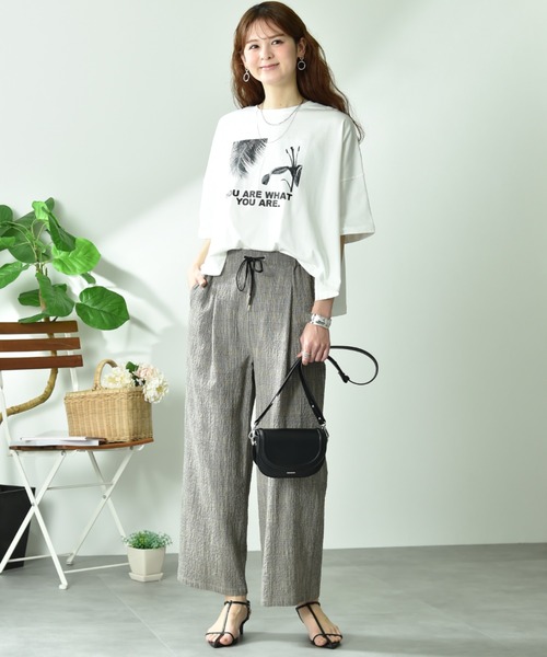 INTERPLANET（インタープラネット）の「スラブチェックパンツ（その他パンツ・レディース・ブラック/ブラウン・FREE）」の5枚目の写真