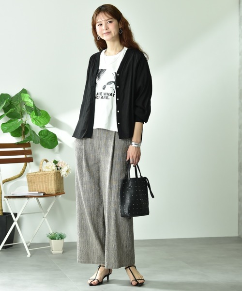 INTERPLANET（インタープラネット）の「スラブチェックパンツ（その他パンツ・レディース・ブラック/ブラウン・FREE）」の9枚目の写真