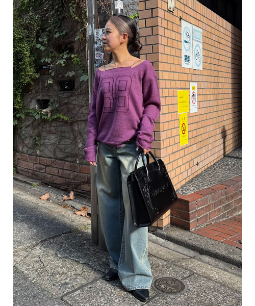 Oriens JOURNAL STANDARD（オリエンス ジャーナルスタンダード）の「ナンバリングダメージニット（ニット/セーター・レディース・グレー/パープル・FREE）」の16枚目の写真