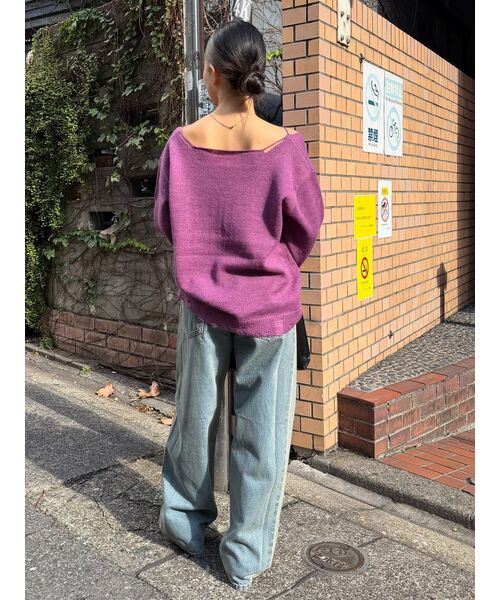 Oriens JOURNAL STANDARD（オリエンス ジャーナルスタンダード）の「ナンバリングダメージニット（ニット/セーター・レディース・グレー/パープル・FREE）」の17枚目の写真
