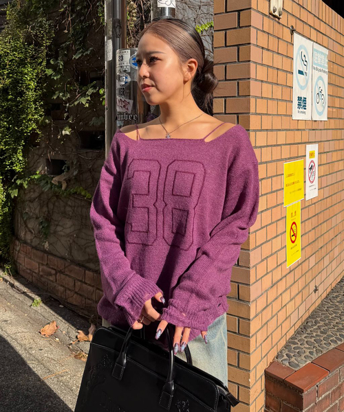 Oriens JOURNAL STANDARD（オリエンス ジャーナルスタンダード）の「ナンバリングダメージニット（ニット/セーター・レディース・グレー/パープル・FREE）」の18枚目の写真