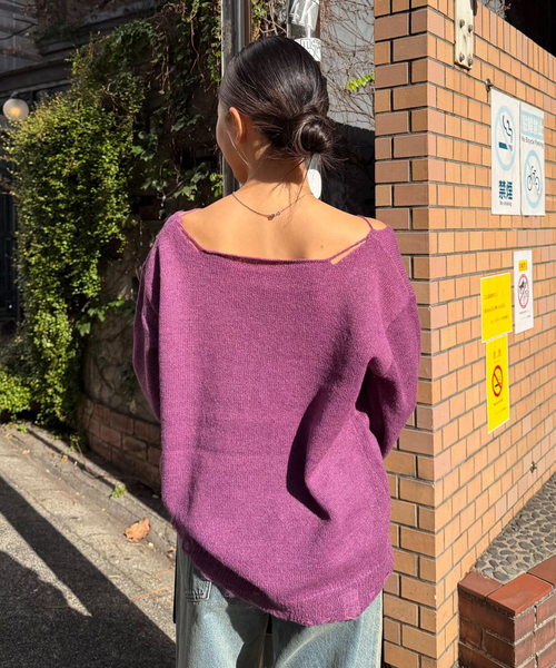 Oriens JOURNAL STANDARD（オリエンス ジャーナルスタンダード）の「ナンバリングダメージニット（ニット/セーター・レディース・グレー/パープル・FREE）」の19枚目の写真