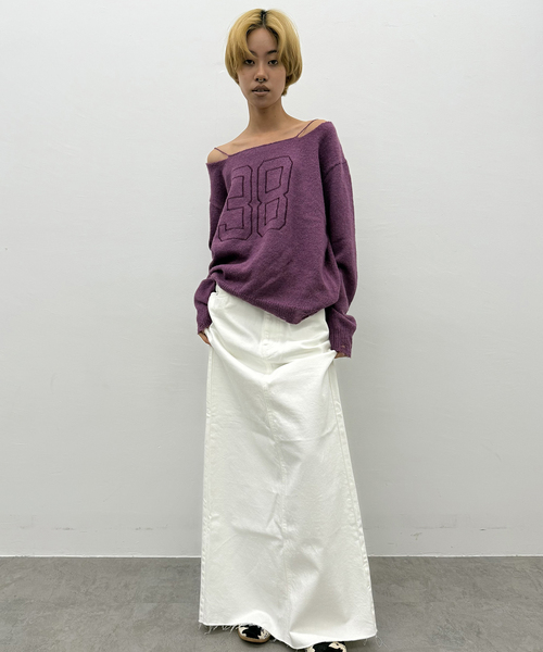 Oriens JOURNAL STANDARD（オリエンス ジャーナルスタンダード）の「ナンバリングダメージニット（ニット/セーター・レディース・グレー/パープル・FREE）」の21枚目の写真