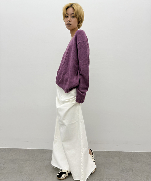 Oriens JOURNAL STANDARD（オリエンス ジャーナルスタンダード）の「ナンバリングダメージニット（ニット/セーター・レディース・グレー/パープル・FREE）」の22枚目の写真