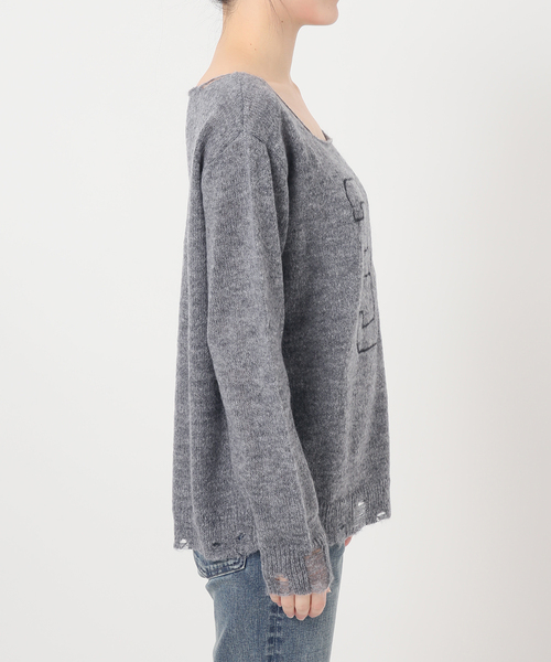 Oriens JOURNAL STANDARD（オリエンス ジャーナルスタンダード）の「ナンバリングダメージニット（ニット/セーター・レディース・グレー/パープル・FREE）」の5枚目の写真