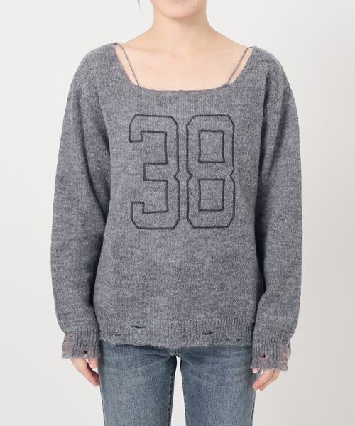 Oriens JOURNAL STANDARD（オリエンス ジャーナルスタンダード）の「ナンバリングダメージニット（ニット/セーター・レディース・グレー/パープル・FREE）」の9枚目の写真