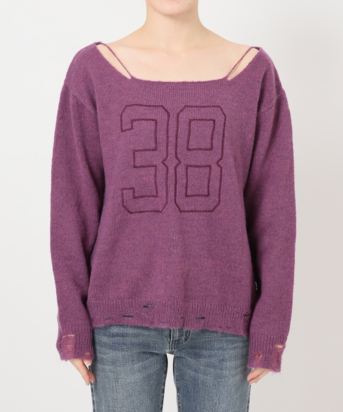 Oriens JOURNAL STANDARD（オリエンス ジャーナルスタンダード）の「ナンバリングダメージニット（ニット/セーター・レディース・グレー/パープル・FREE）」の12枚目の写真