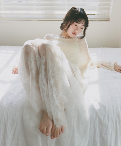 Freesia by andme(フリージアバイアンドミー)の「レース切替ギャザーロングスカート(スカート・レディース・ブラック/オフホワイト・FREE)」の14枚目の写真
