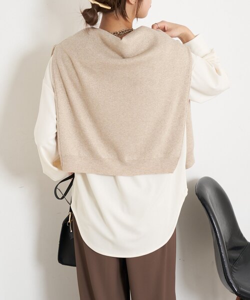 Jena espace merveilleux（ジェナ　エスパスメルヴェイユ）の「【ヒップも隠れる/WEB限定】シルケットブラウス（Tシャツ/カットソー・レディース・オフホワイト/ブラック・FREE）」の11枚目の写真