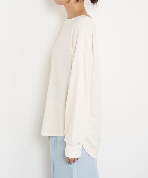 Jena espace merveilleux（ジェナ　エスパスメルヴェイユ）の「【ヒップも隠れる/WEB限定】シルケットブラウス（Tシャツ/カットソー・レディース・オフホワイト/ブラック・FREE）」の15枚目の写真