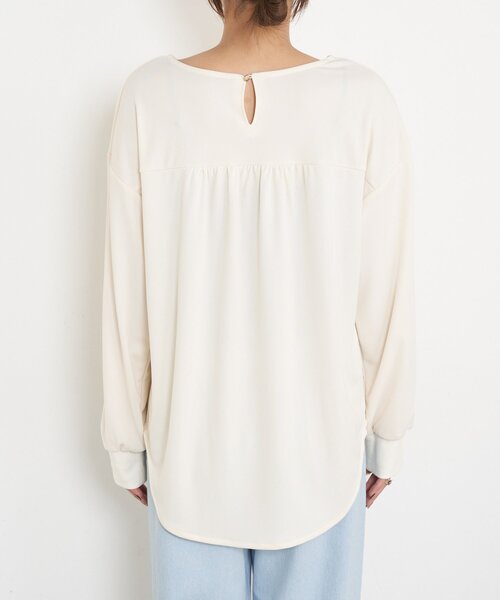 Jena espace merveilleux（ジェナ　エスパスメルヴェイユ）の「【ヒップも隠れる/WEB限定】シルケットブラウス（Tシャツ/カットソー・レディース・オフホワイト/ブラック・FREE）」の16枚目の写真