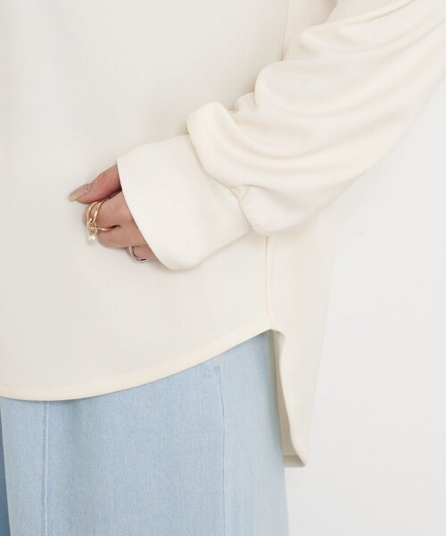 Jena espace merveilleux（ジェナ　エスパスメルヴェイユ）の「【ヒップも隠れる/WEB限定】シルケットブラウス（Tシャツ/カットソー・レディース・オフホワイト/ブラック・FREE）」の19枚目の写真