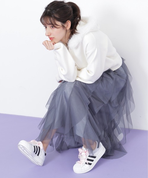 JILL by JILL STUART（ジルバイジルスチュアート）の「縦ラッフルチュールスカート（スカート・レディース・ホワイト/グレー/ベージュ・FREE）」の18枚目の写真