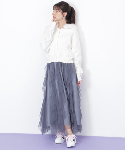 JILL by JILL STUART（ジルバイジルスチュアート）の「縦ラッフルチュールスカート（スカート・レディース・ホワイト/グレー/ベージュ・FREE）」の19枚目の写真