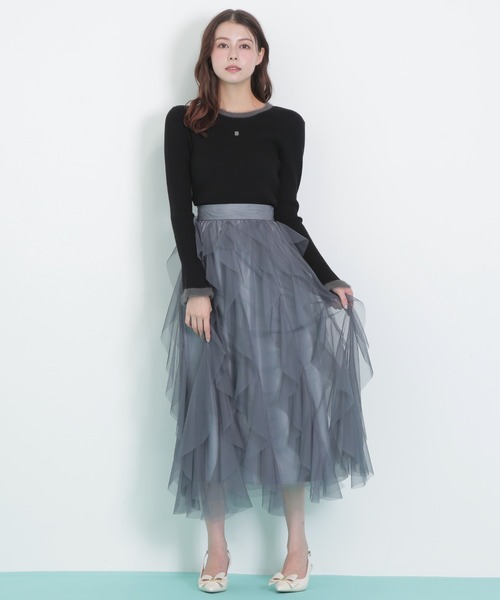 JILL by JILL STUART（ジルバイジルスチュアート）の「縦ラッフルチュールスカート（スカート・レディース・ホワイト/グレー/ベージュ・FREE）」の22枚目の写真