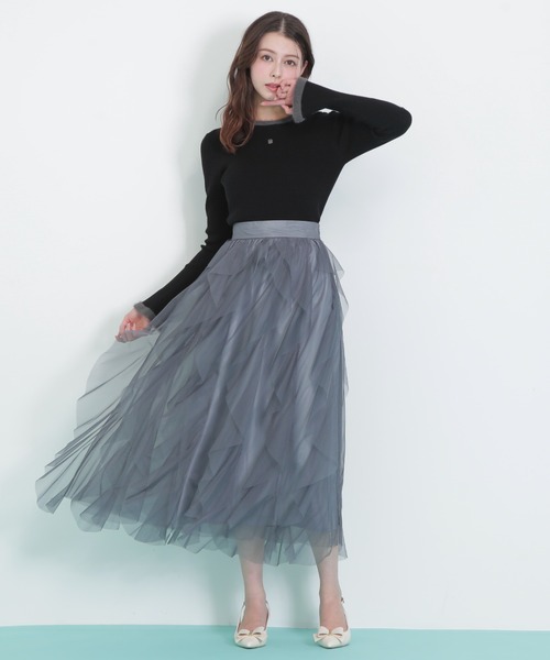 JILL by JILL STUART（ジルバイジルスチュアート）の「縦ラッフルチュールスカート（スカート・レディース・ホワイト/グレー/ベージュ・FREE）」の21枚目の写真