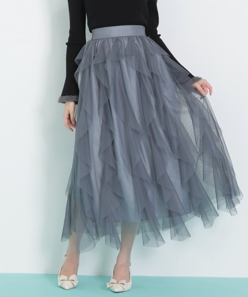 JILL by JILL STUART(ジルバイジルスチュアート)の「【再入荷】縦ラッフルチュールスカート(スカート・レディース・グレー/ホワイト/ベージュ・FREE)」の18枚目の写真
