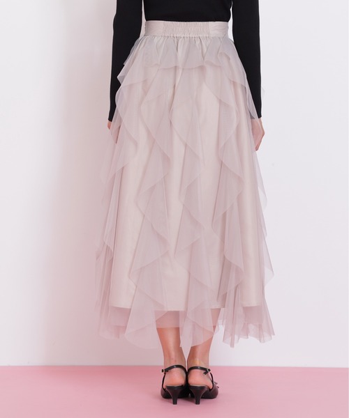 JILL by JILL STUART（ジルバイジルスチュアート）の「縦ラッフルチュールスカート（スカート・レディース・ホワイト/グレー/ベージュ・FREE）」の6枚目の写真