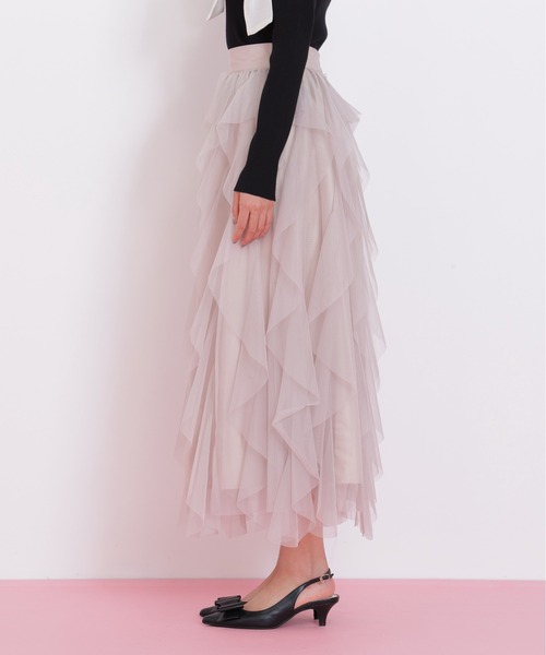 JILL by JILL STUART（ジルバイジルスチュアート）の「縦ラッフルチュールスカート（スカート・レディース・ホワイト/グレー/ベージュ・FREE）」の8枚目の写真