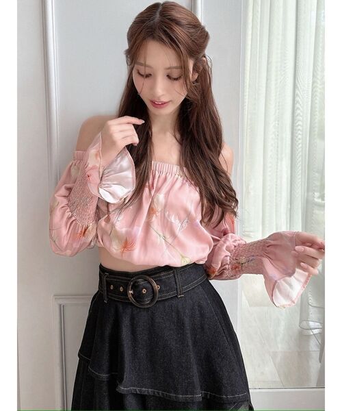 RESEXXY（リゼクシー）の「【memorif.】フラワークロップドオフショルブラウス（シャツ/ブラウス・レディース・ブルー/ホワイト/オレンジ・FREE）」の9枚目の写真