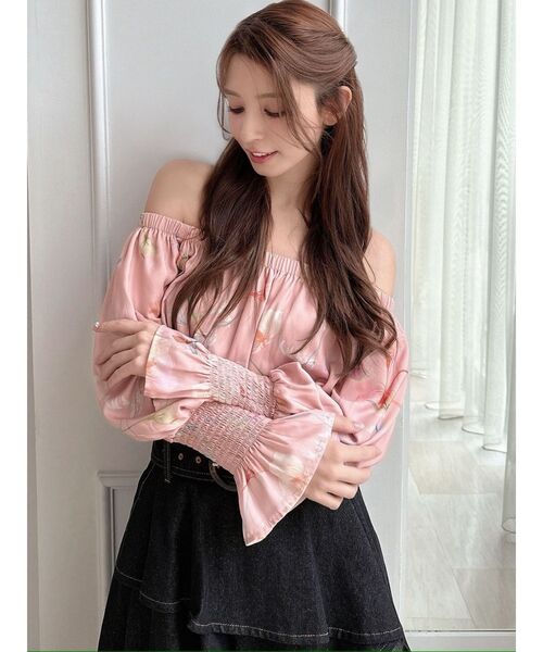 RESEXXY（リゼクシー）の「【memorif.】フラワークロップドオフショルブラウス（シャツ/ブラウス・レディース・ブルー/ホワイト/オレンジ・FREE）」の10枚目の写真