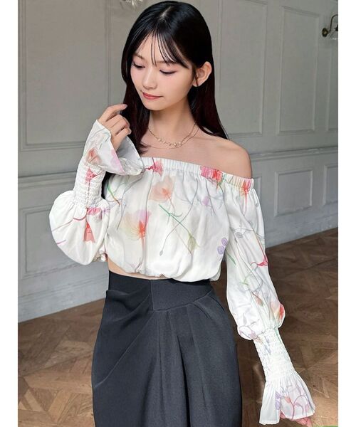 RESEXXY（リゼクシー）の「【memorif.】フラワークロップドオフショルブラウス（シャツ/ブラウス・レディース・ブルー/ホワイト/オレンジ・FREE）」の14枚目の写真
