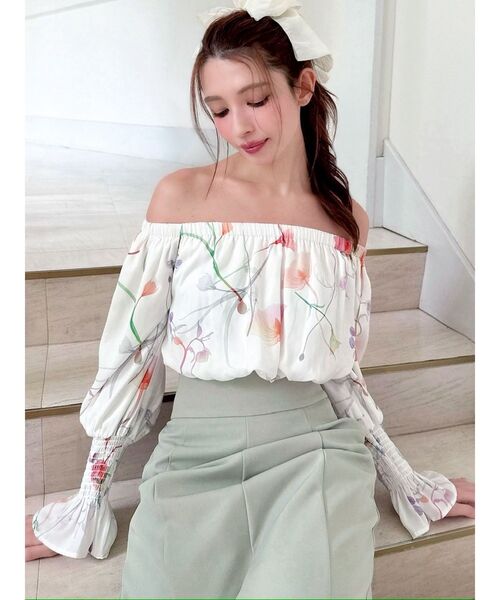 RESEXXY（リゼクシー）の「【memorif.】フラワークロップドオフショルブラウス（シャツ/ブラウス・レディース・ブルー/ホワイト/オレンジ・FREE）」の19枚目の写真