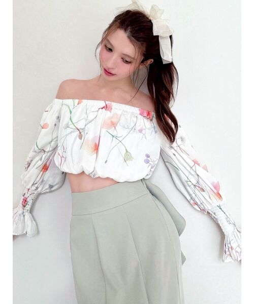 RESEXXY（リゼクシー）の「【memorif.】フラワークロップドオフショルブラウス（シャツ/ブラウス・レディース・ブルー/ホワイト/オレンジ・FREE）」の20枚目の写真