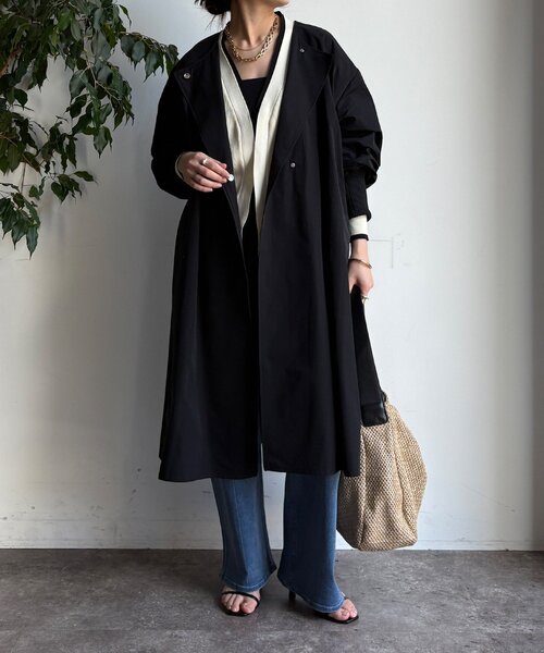 DouDou（ドゥドゥ）の「袖リブライトコート（その他アウター・レディース・ブラック/キャメル/ベージュ・FREE）」の5枚目の写真