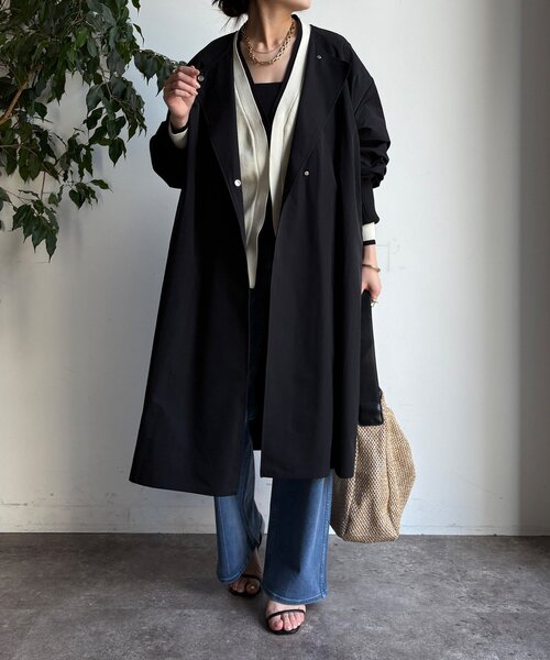 DouDou（ドゥドゥ）の「袖リブライトコート（その他アウター・レディース・ブラック/キャメル/ベージュ・FREE）」の6枚目の写真