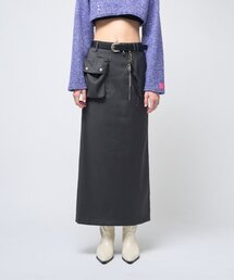 1Cargo Pocket Long Skirt Charcoal