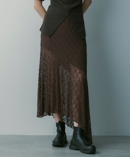 SERENO(セレーノ)の「アシンメトリー レーススカート(スカート・レディース・カーキ/ブラック/ブラウン・S/M)」の3枚目の写真
