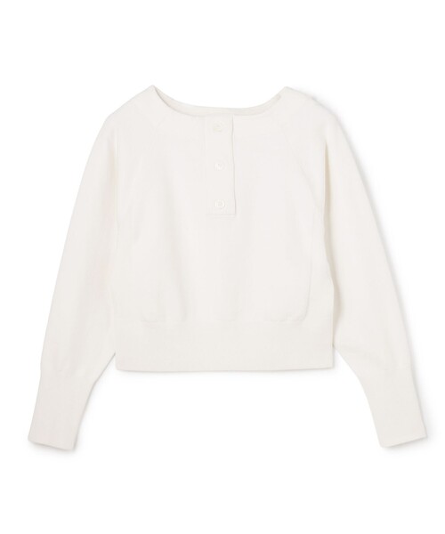 uncrave(アンクレイヴ)の「スウェットライクニット ヘンリーネックトップス(ニット/セーター・レディース・ブラック系/ホワイト系/ライトグレー系・F)」の2枚目の写真